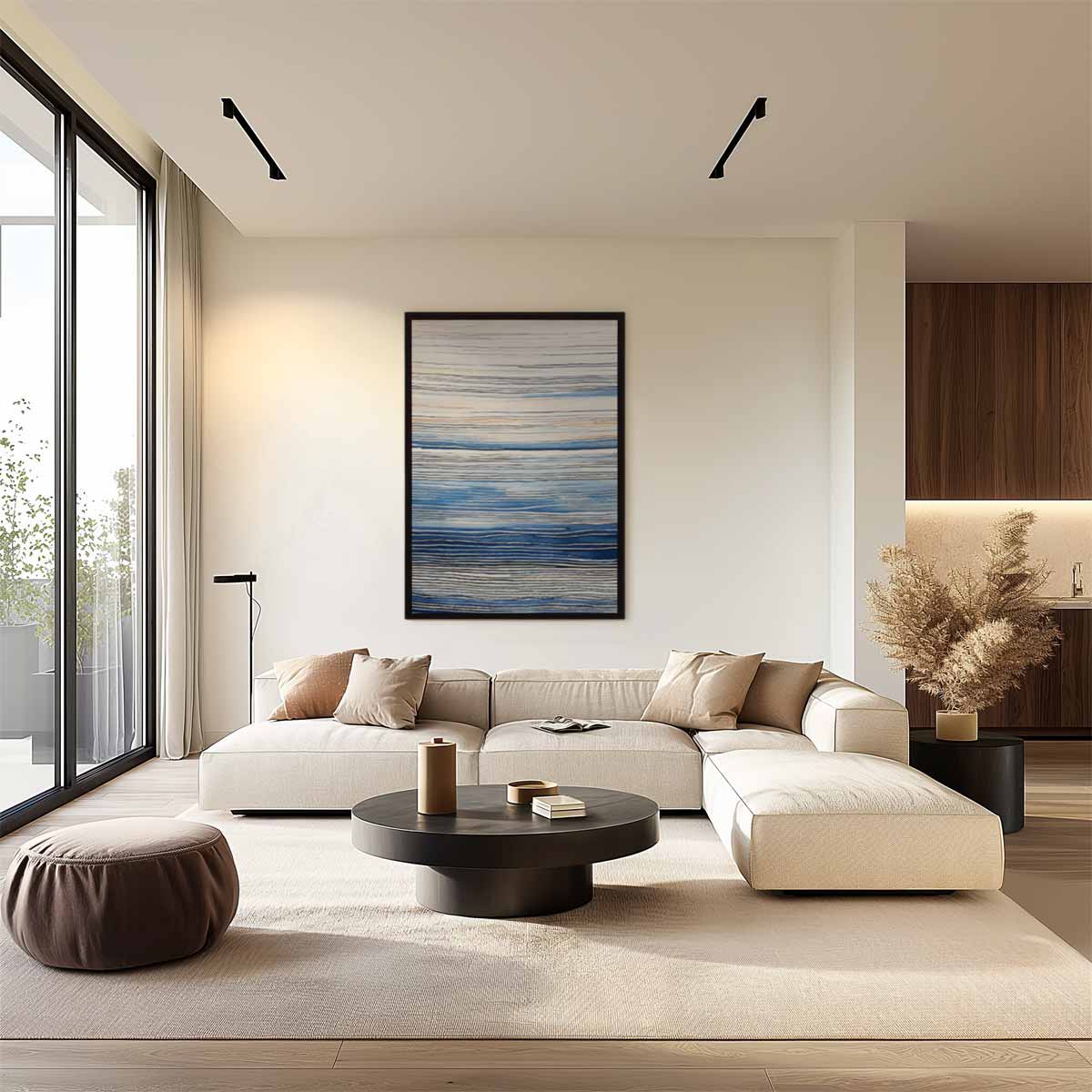 Rustgevende Golfstrepen Kunstwerk-canvas-dibond-plexiglas-wanddecoratie-WallArtistic