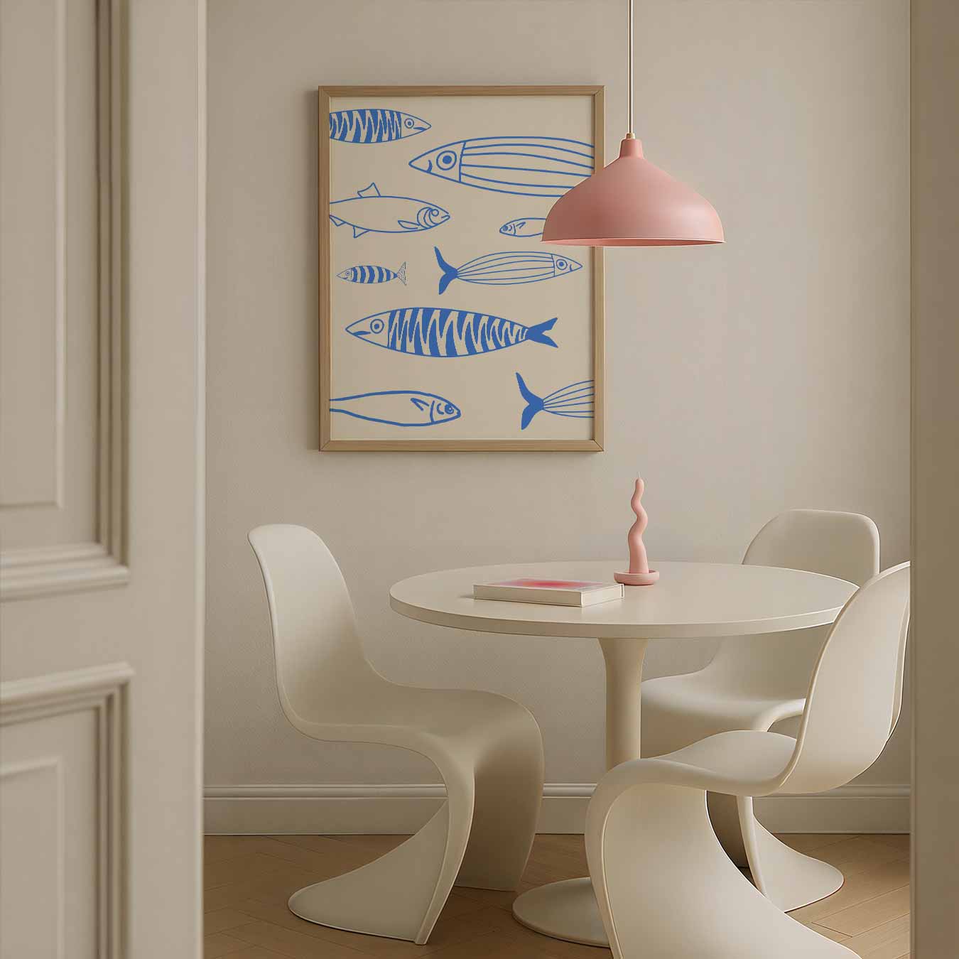 Fris Blauwe Vis Illustratie Poster-WallArtistic