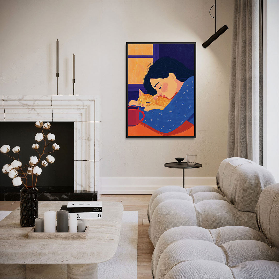 Dromerige huiselijke scene Kunstwerk