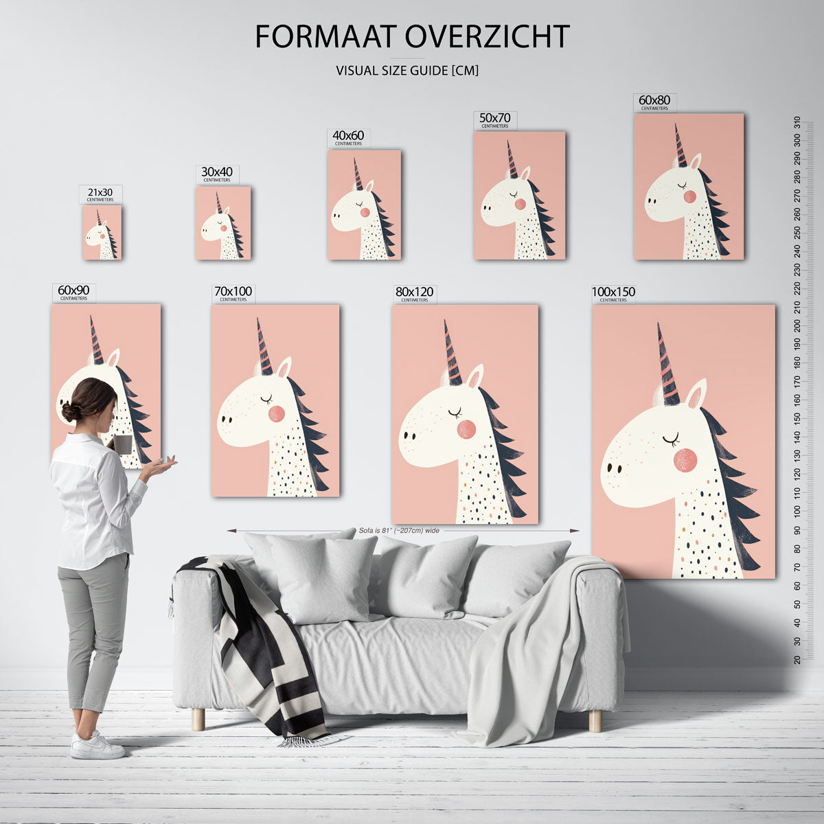 Eenhoorn met roze achtergrond Poster