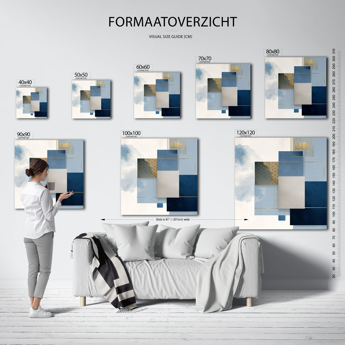 Geometrische blauwe compositie Poster