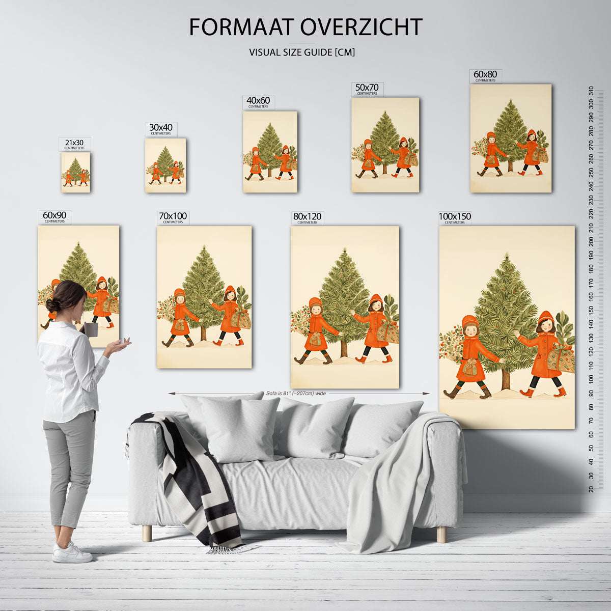 Kinderen met kerstboom Poster