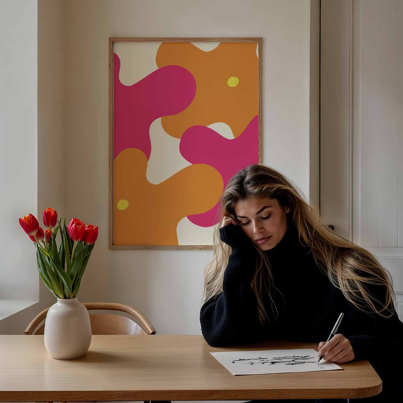 Vrolijke Bloemvlekken Poster-WallArtistic