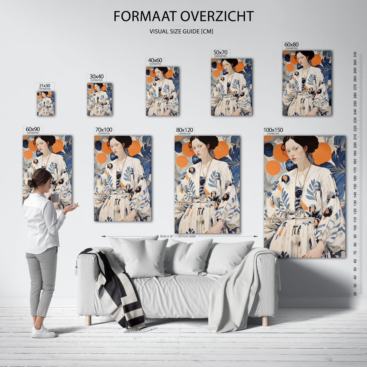 Vrouw met bloemenpatroon Poster