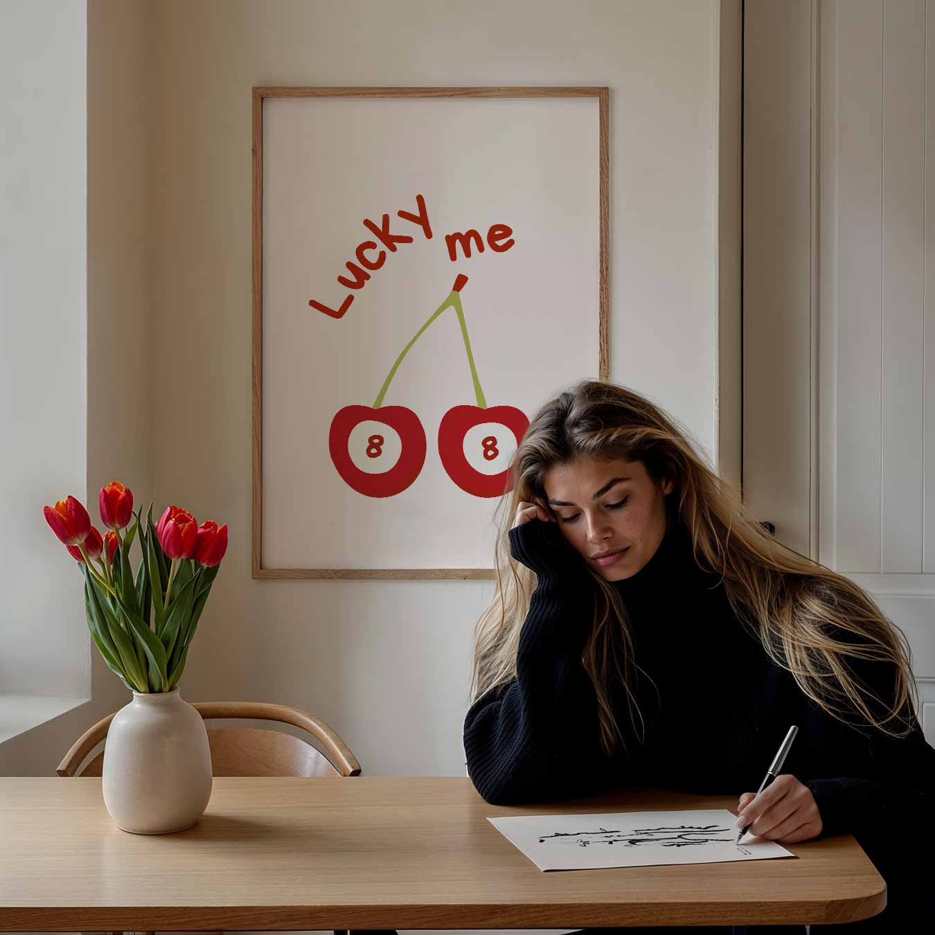 Lucky Me Kersen Poster-WallArtistic