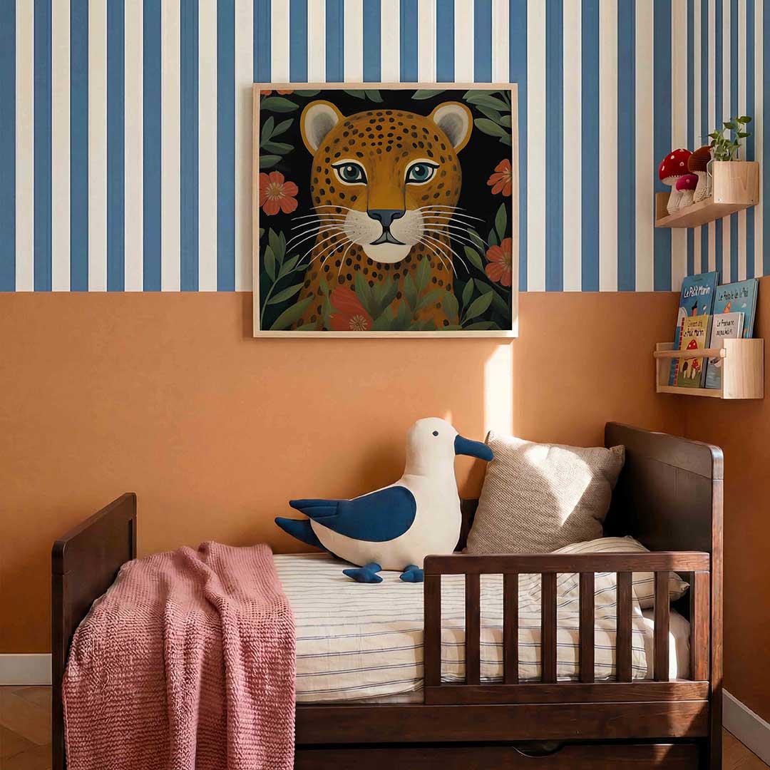 Luipaard met bloemen Poster