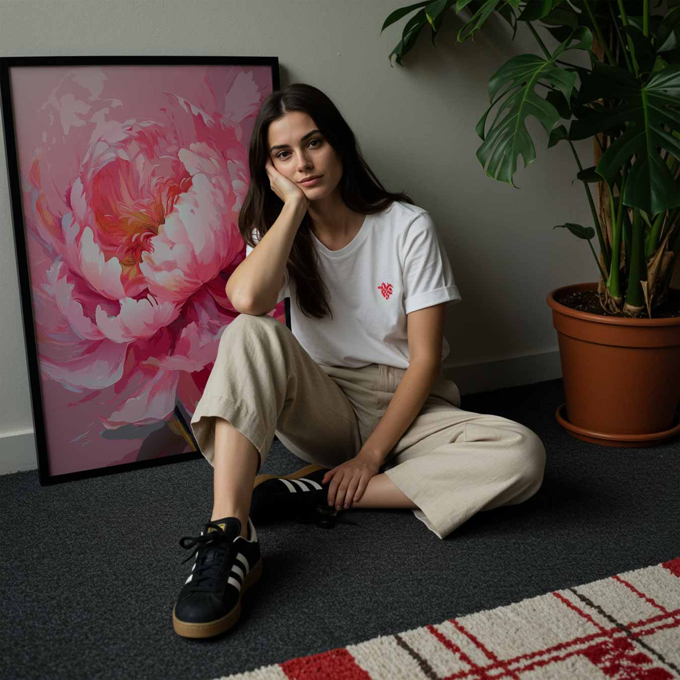 Betoverende Roze Pioenroos Poster-WallArtistic