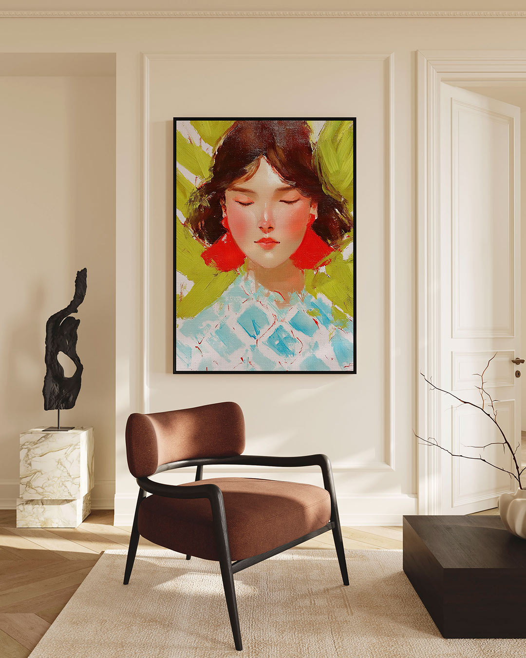 Dromerige portretstudie Kunstwerk