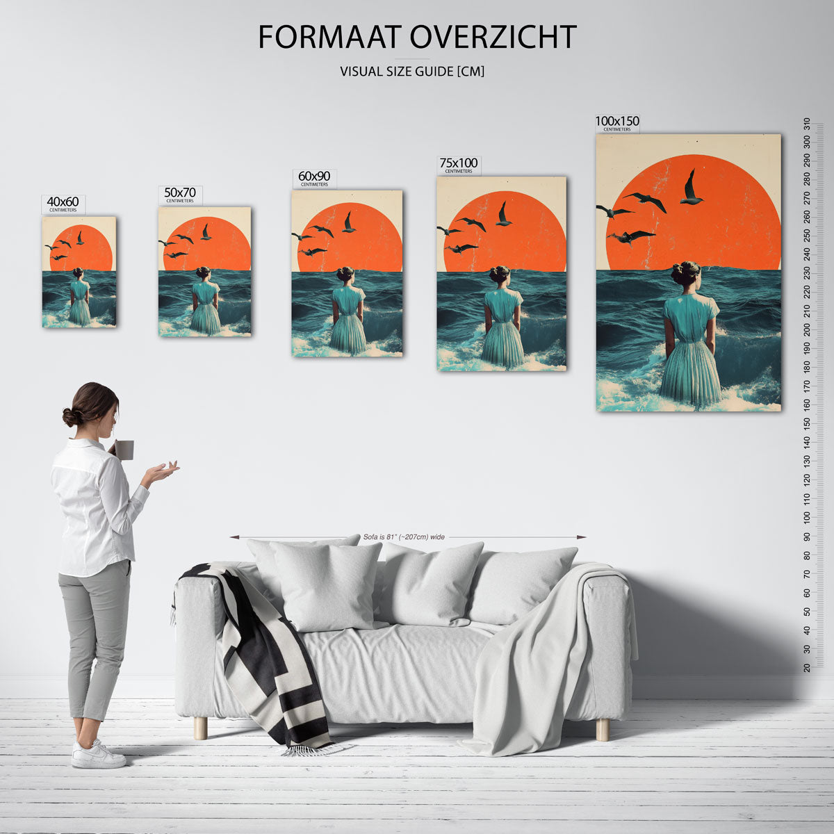 Vrouw bij zee Kunstwerk