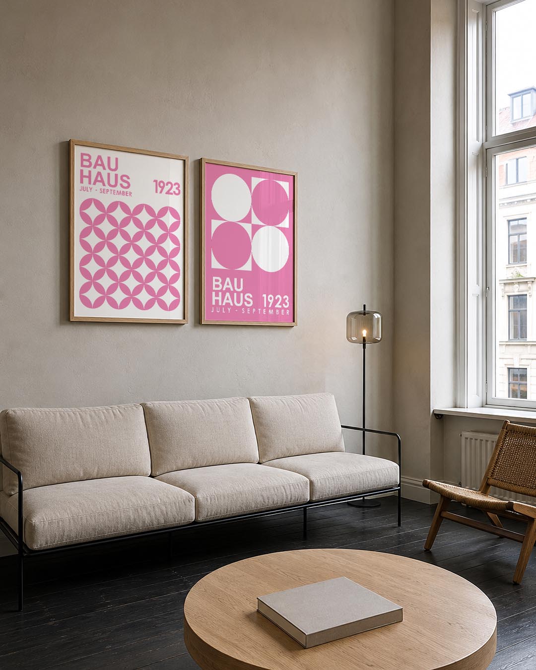Roze cirkelpatroon Posterset