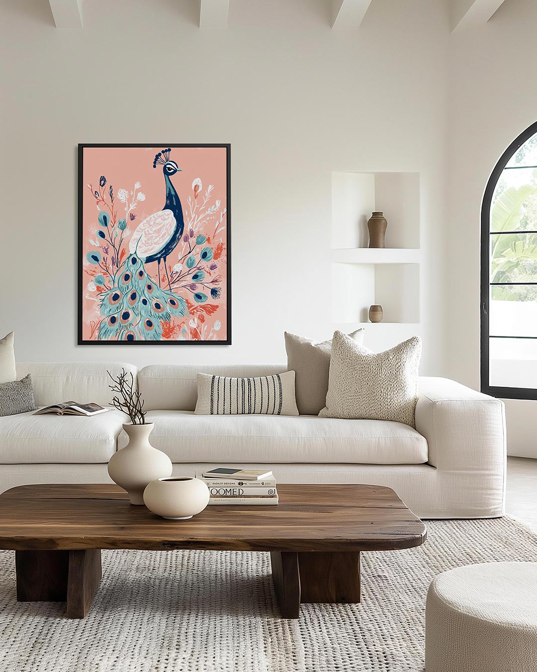 Pauw en bloemen Kunstwerk