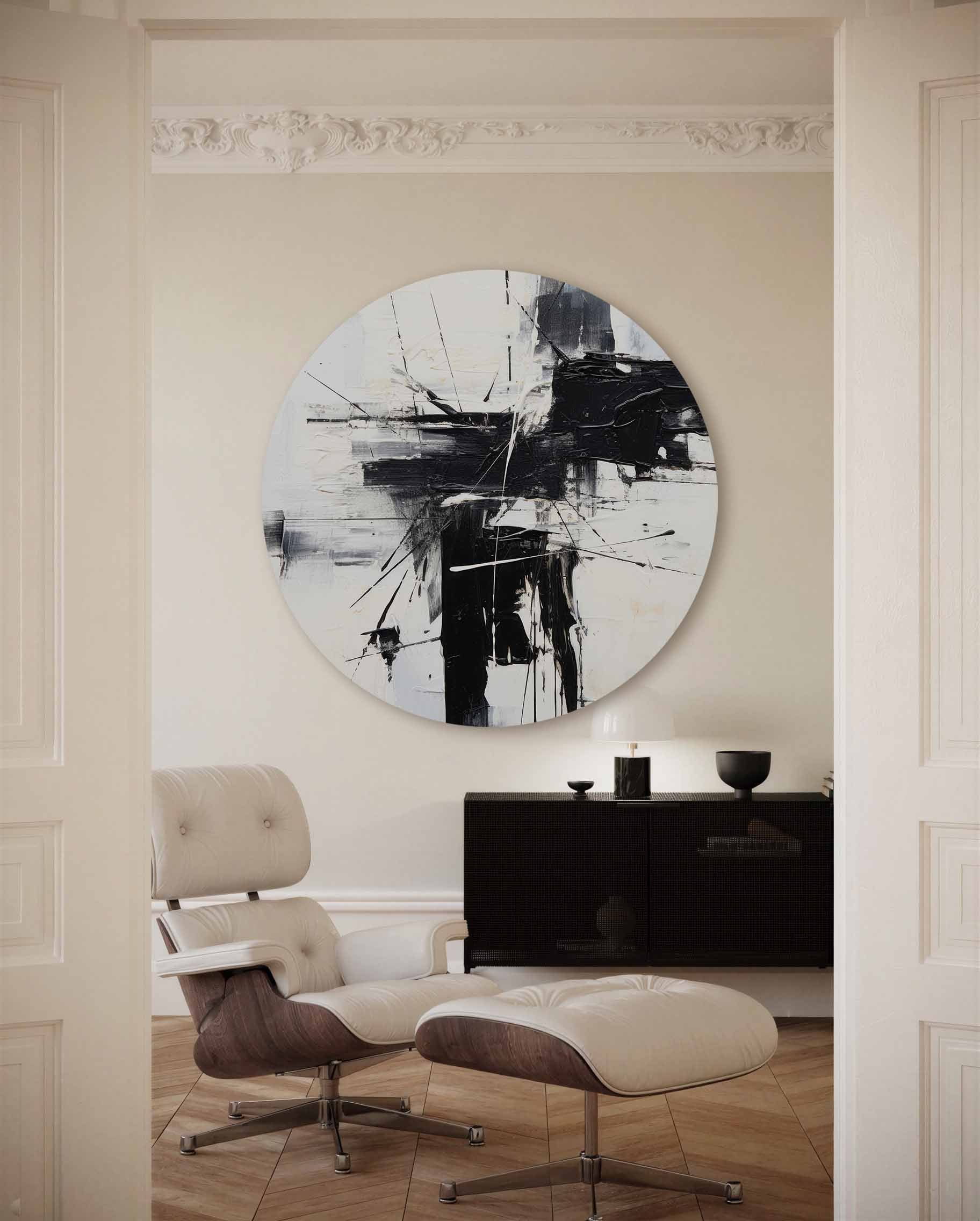 Abstracte zwart wit Muurcirkel