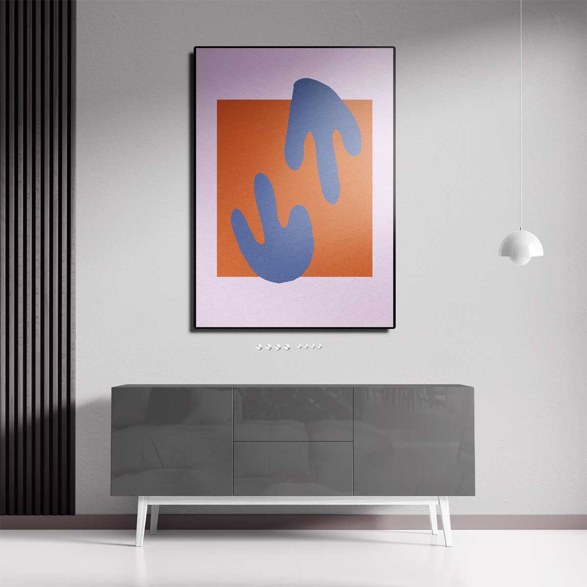 Abstracte Kleurencompositie in Paars en Oranjebruin Kunstwerk-canvas-dibond-plexiglas-wanddecoratie-WallArtistic