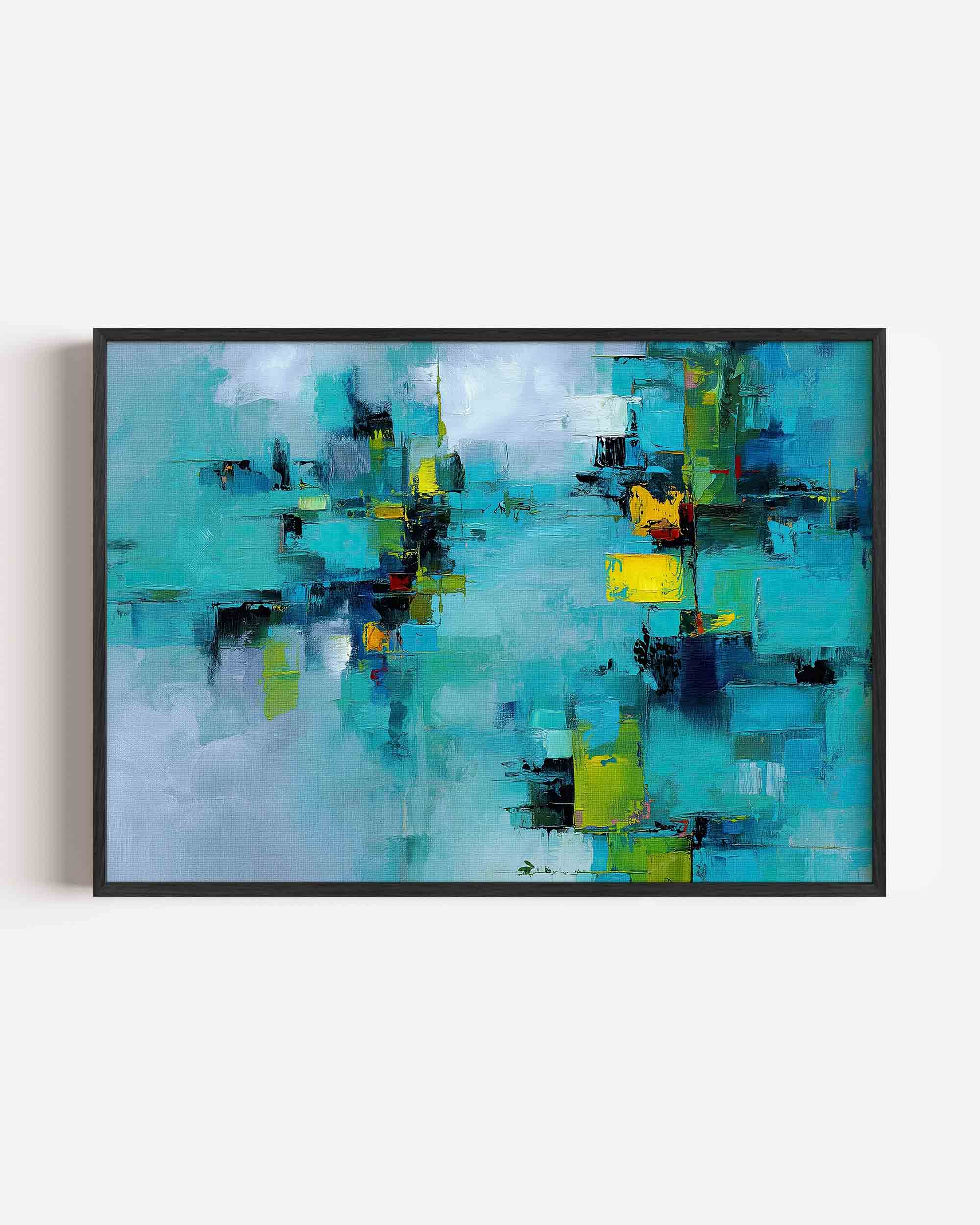 Abstracte blauwe compositie Poster
