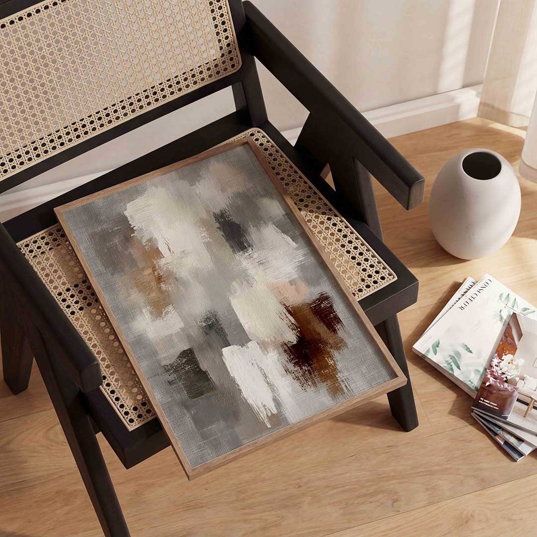 Abstracte beige en grijze Poster