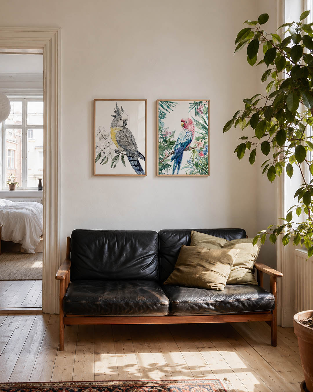 Vogels en bloemen Posterset