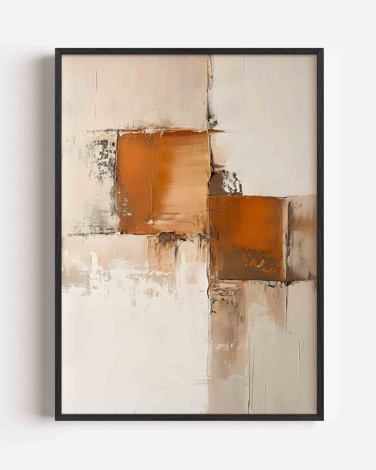 Abstracte beige en oranje Poster