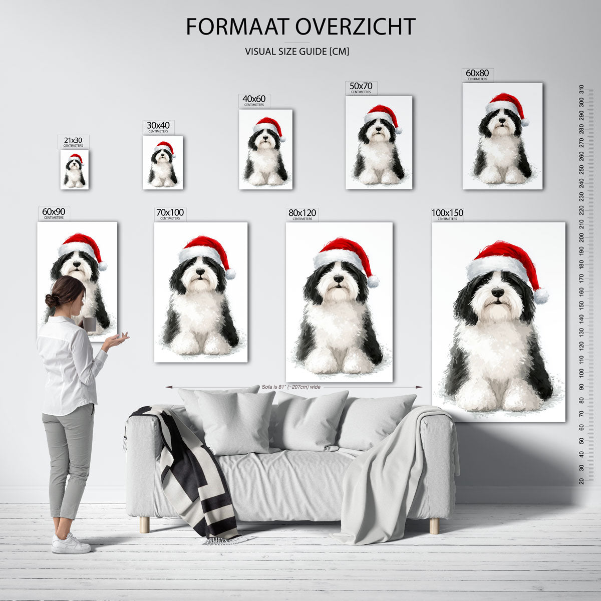 Hond met kerstmuts Poster