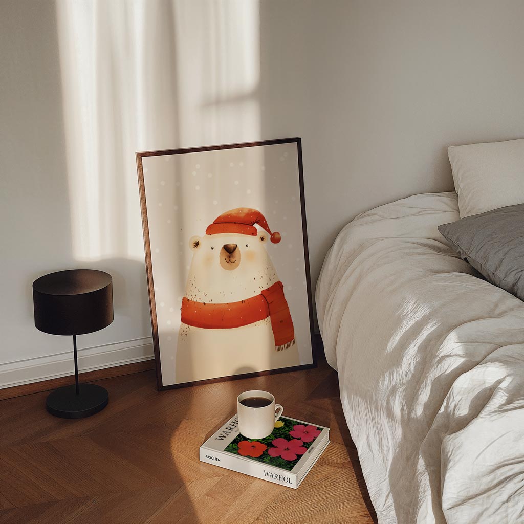 Winterse IJsbeer Met Muts Poster-WallArtistic