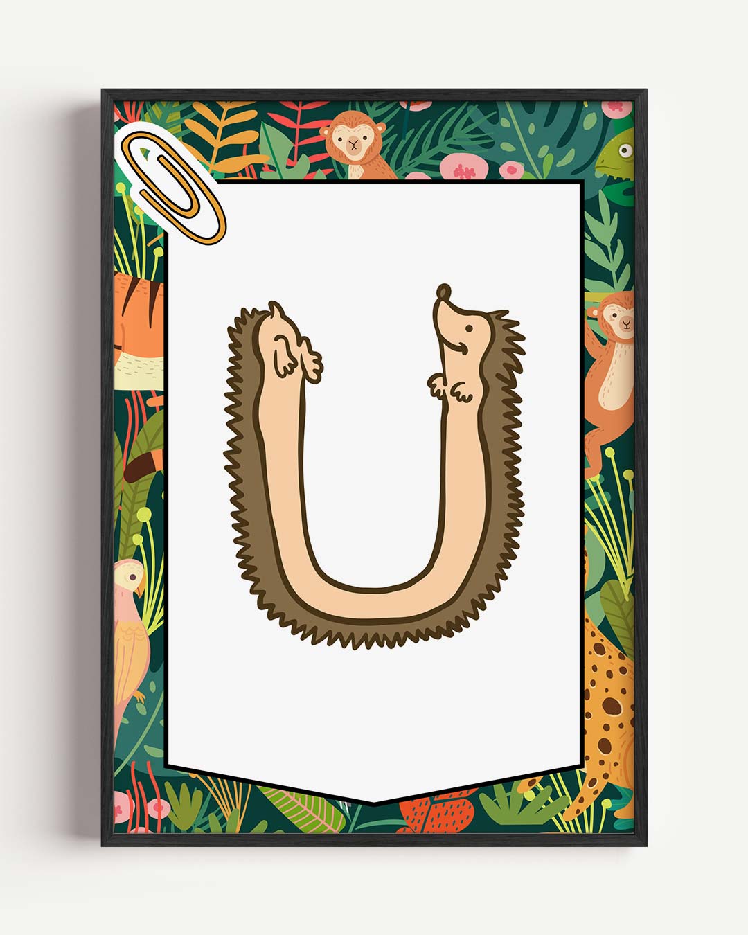 Schattige Dierenalfabet Poster - U Poster-WallArtistic