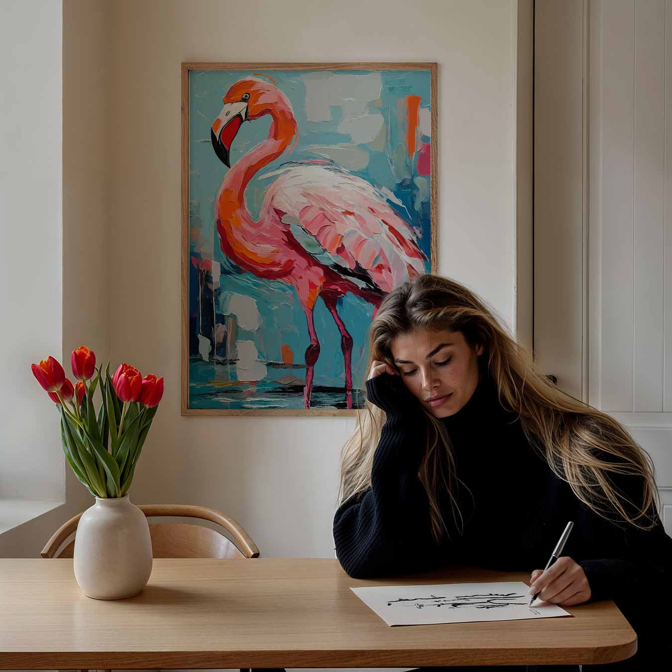 Kleurrijke Flamingo Wanddecoratie Poster-WallArtistic