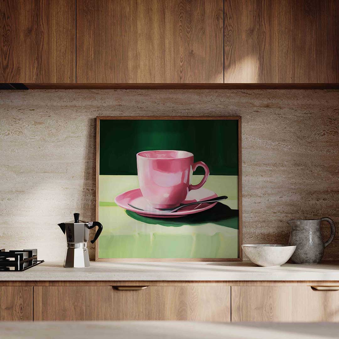Roze kop en schotel Poster