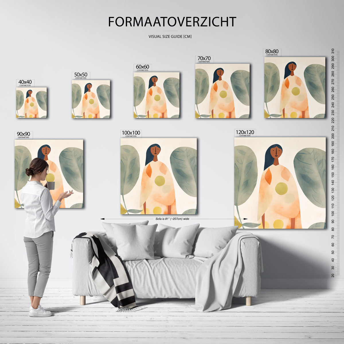 Vrouw met bladeren Poster