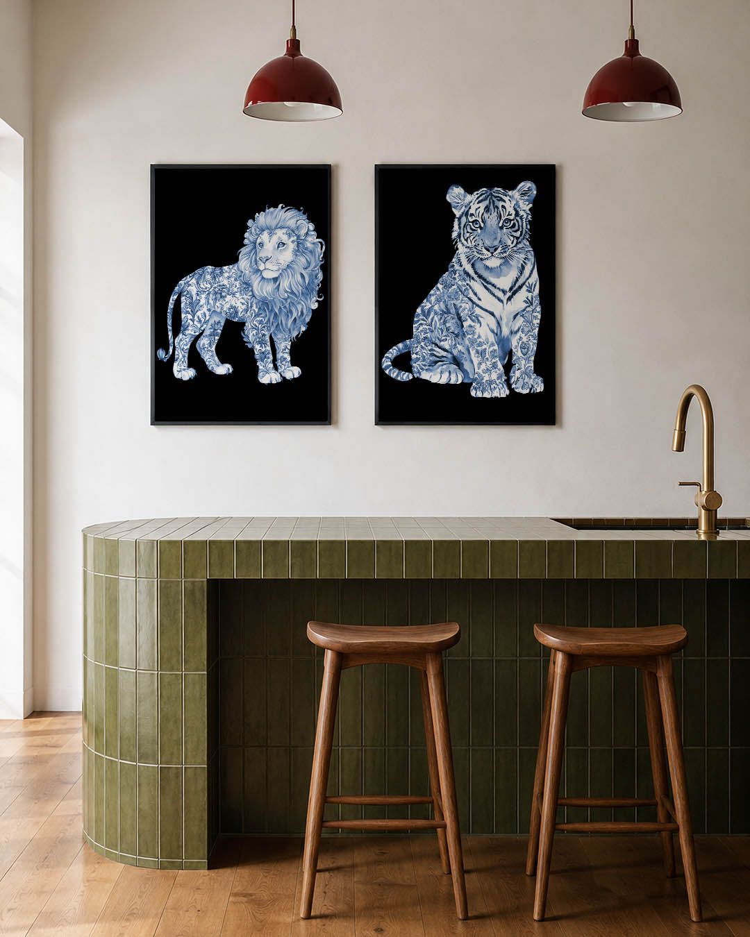 Blauw witte leeuw Posterset