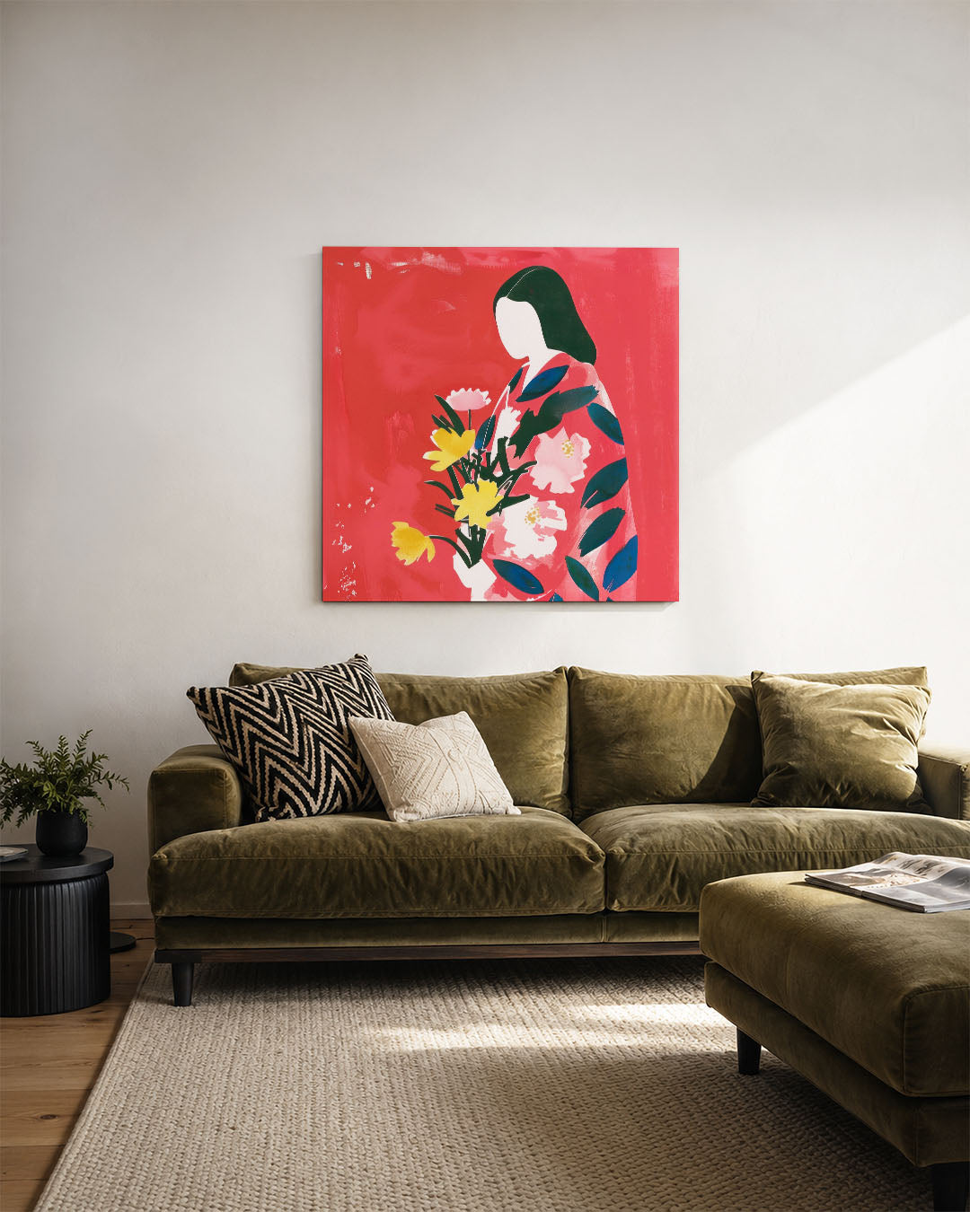 Vrouw met bloemen Kunstwerk