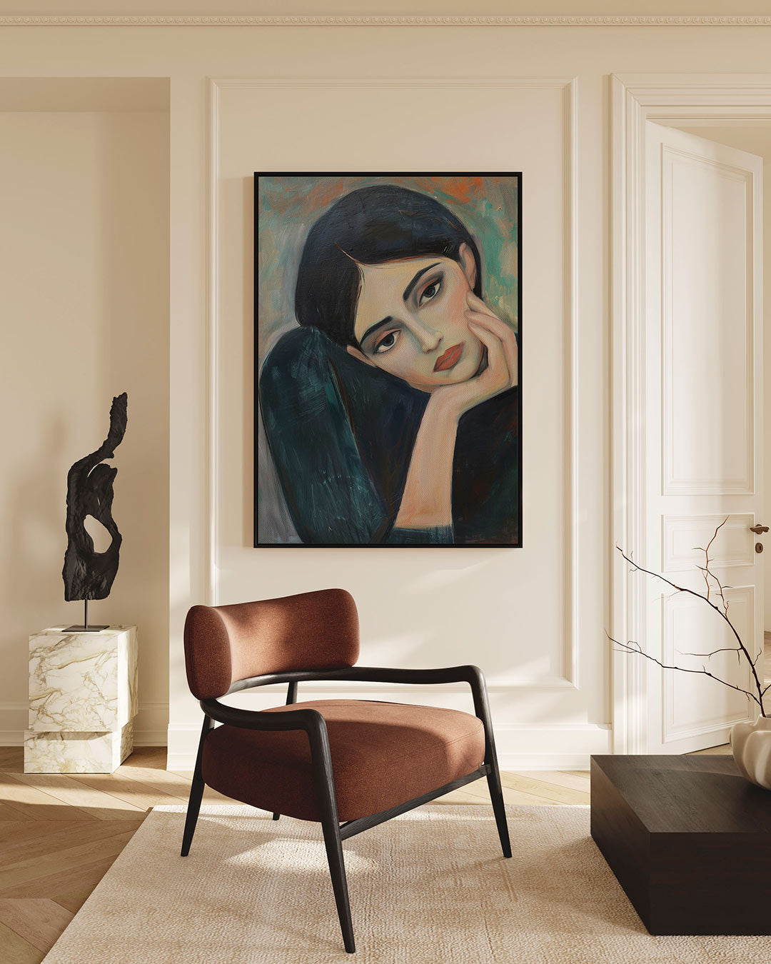 Dromerige portretstudie Kunstwerk