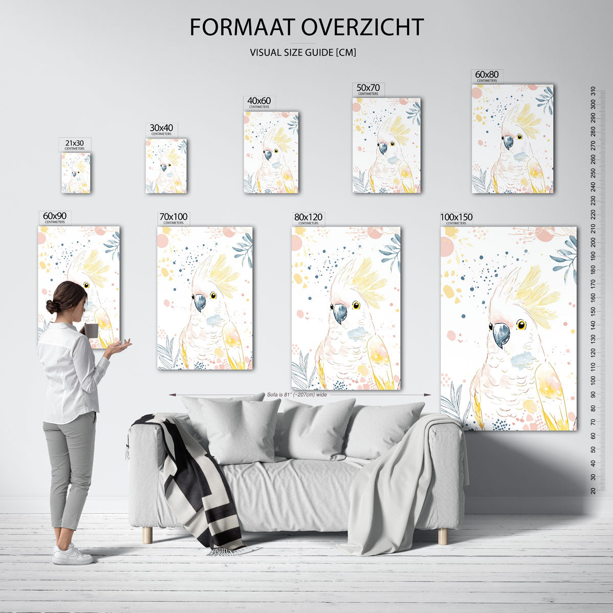 Papegaai met bladeren Poster
