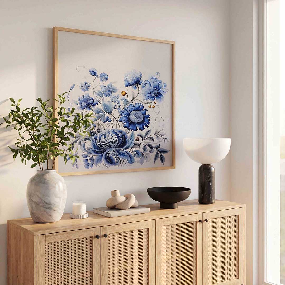 Blauwe bloemen Poster