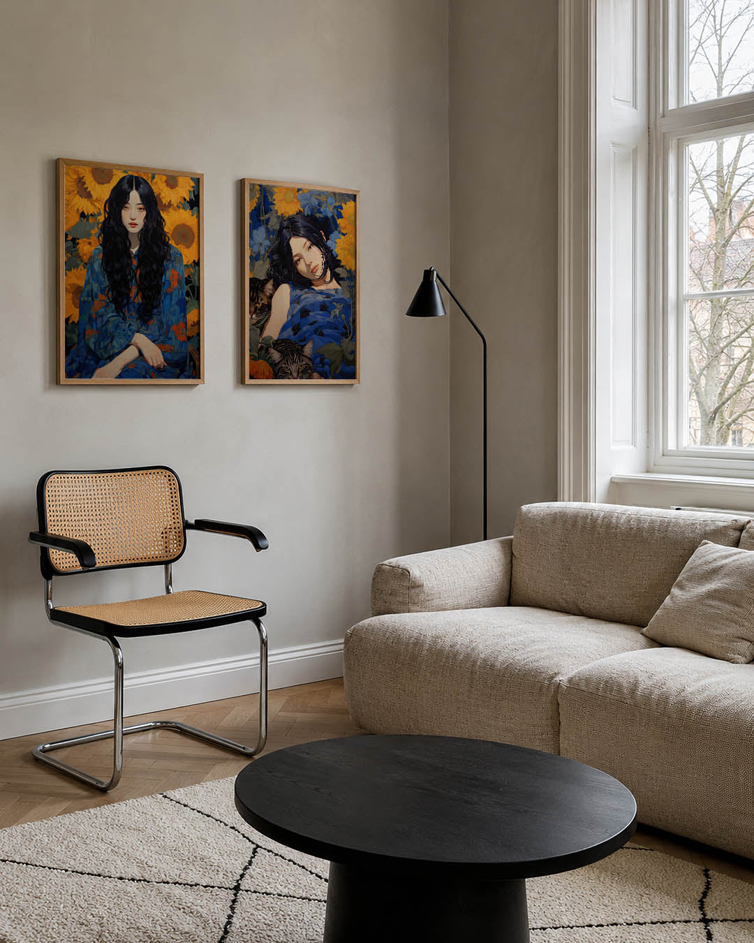 Bloemen en portret Posterset