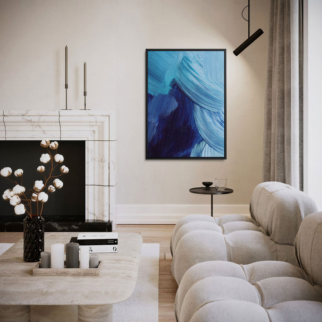 Dynamische blauwe beweging Kunstwerk