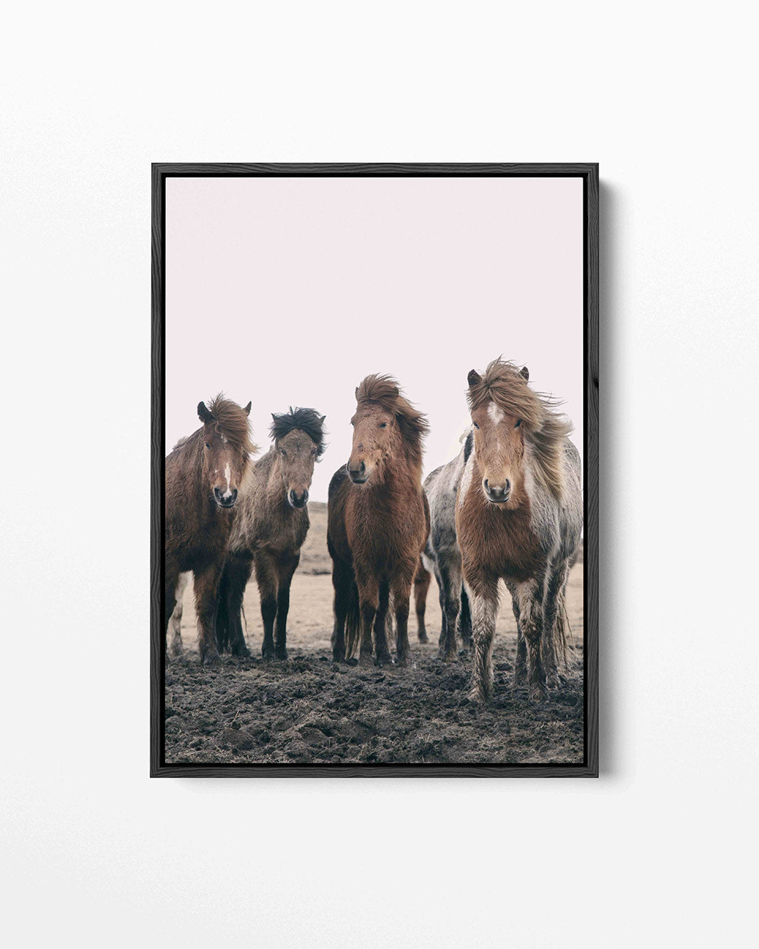 Vijf paarden in wind Kunstwerk