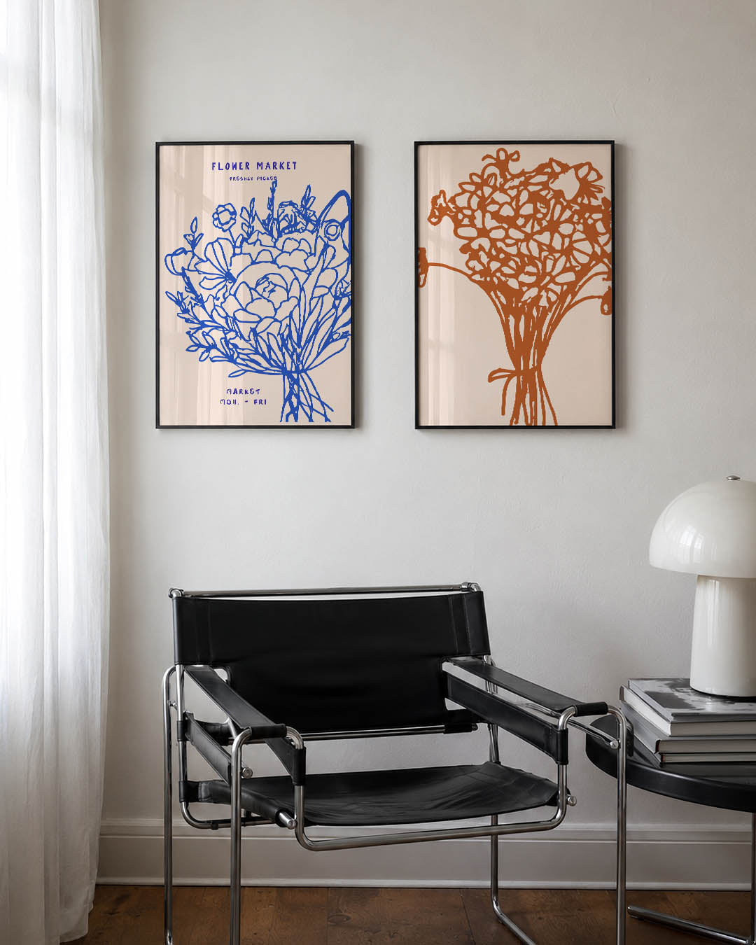 Bloemrijke lijnenspel Posterset