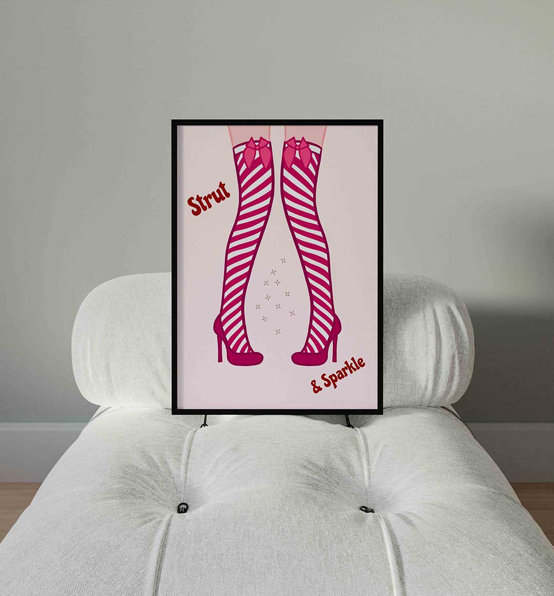 Gestreepte hoge hakken Poster