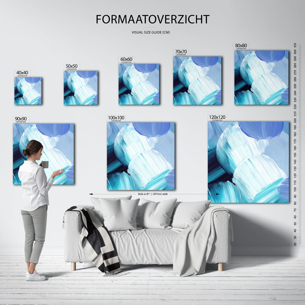 Abstracte blauwe penseelstreken Poster
