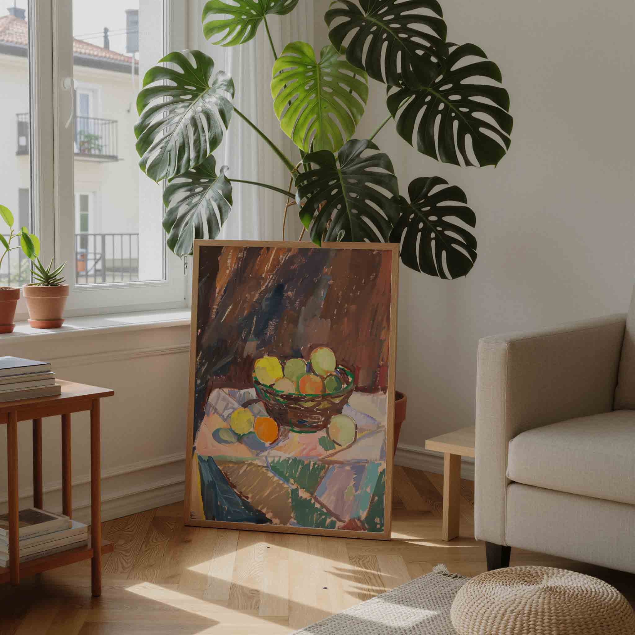 Mand met fruit Poster