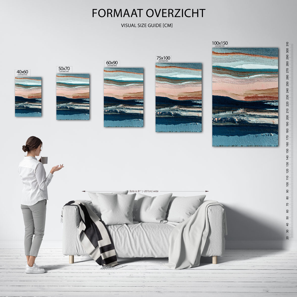Gelaagde kleurencompositie Kunstwerk