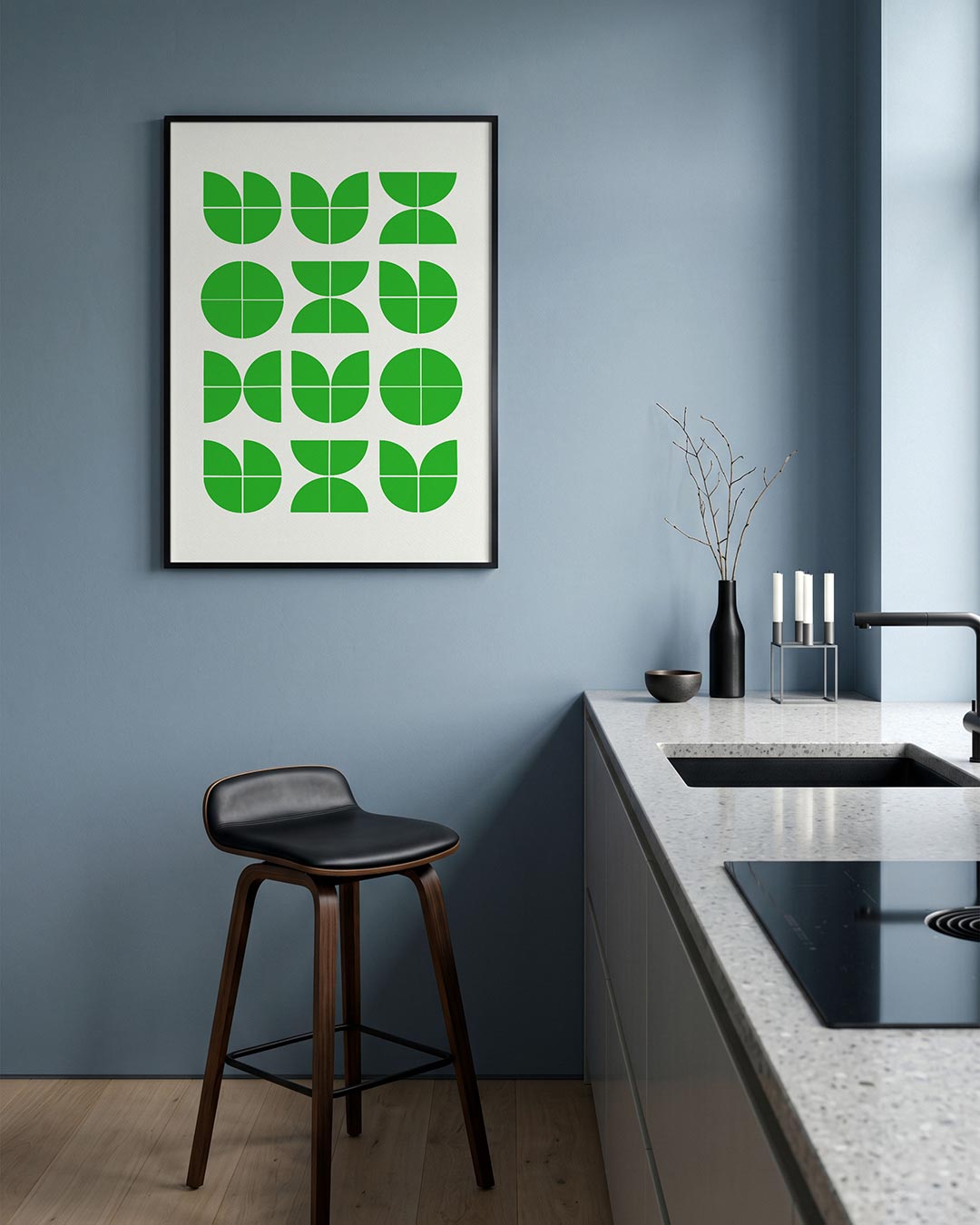 Groene vormenritme Poster