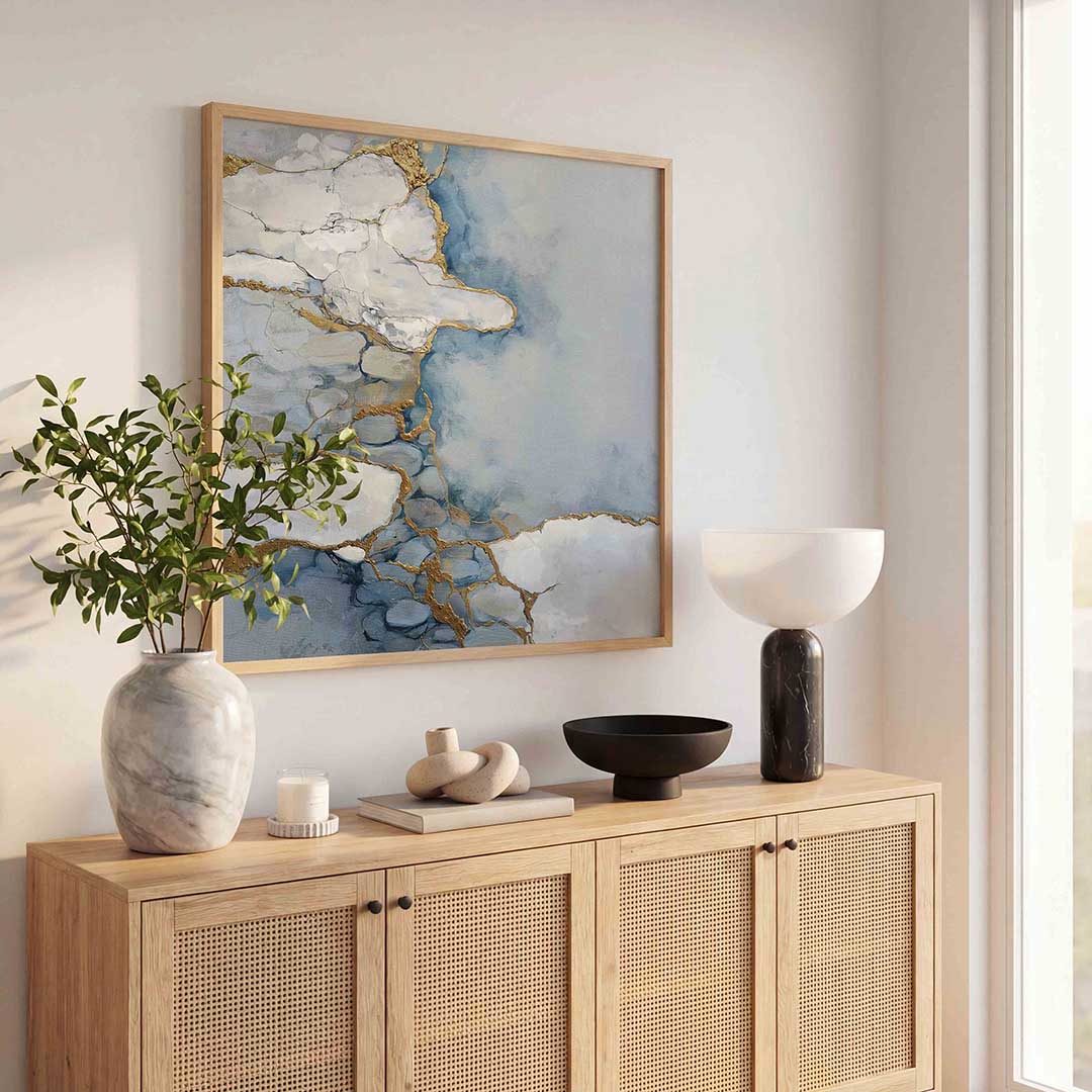 Abstracte blauwe en gouden Poster