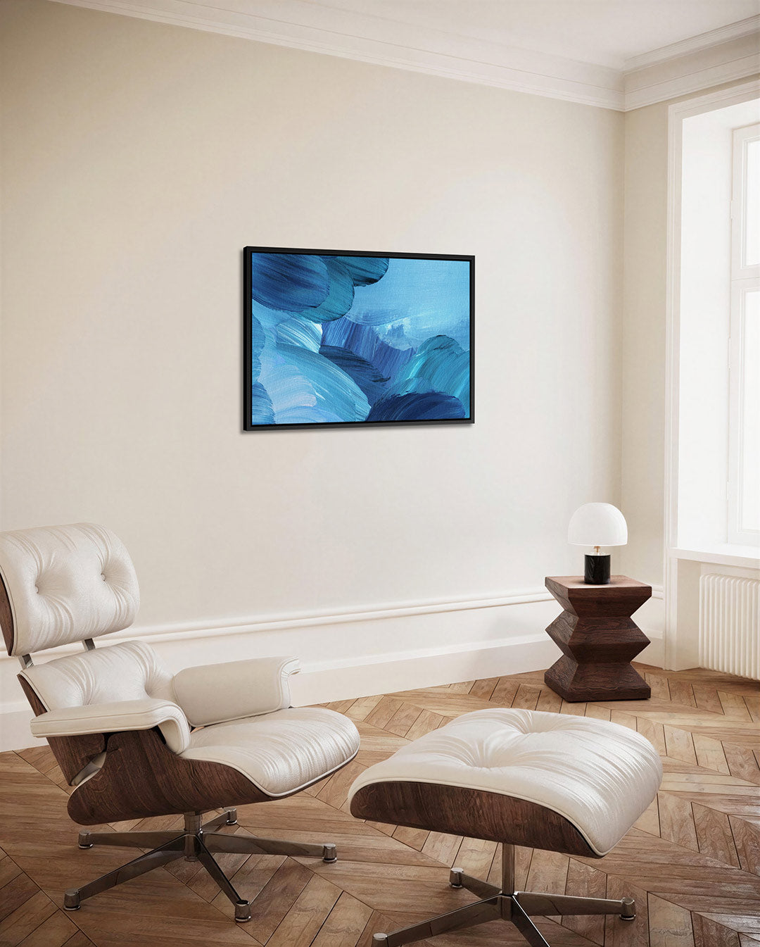 Dynamische blauwe beweging Kunstwerk