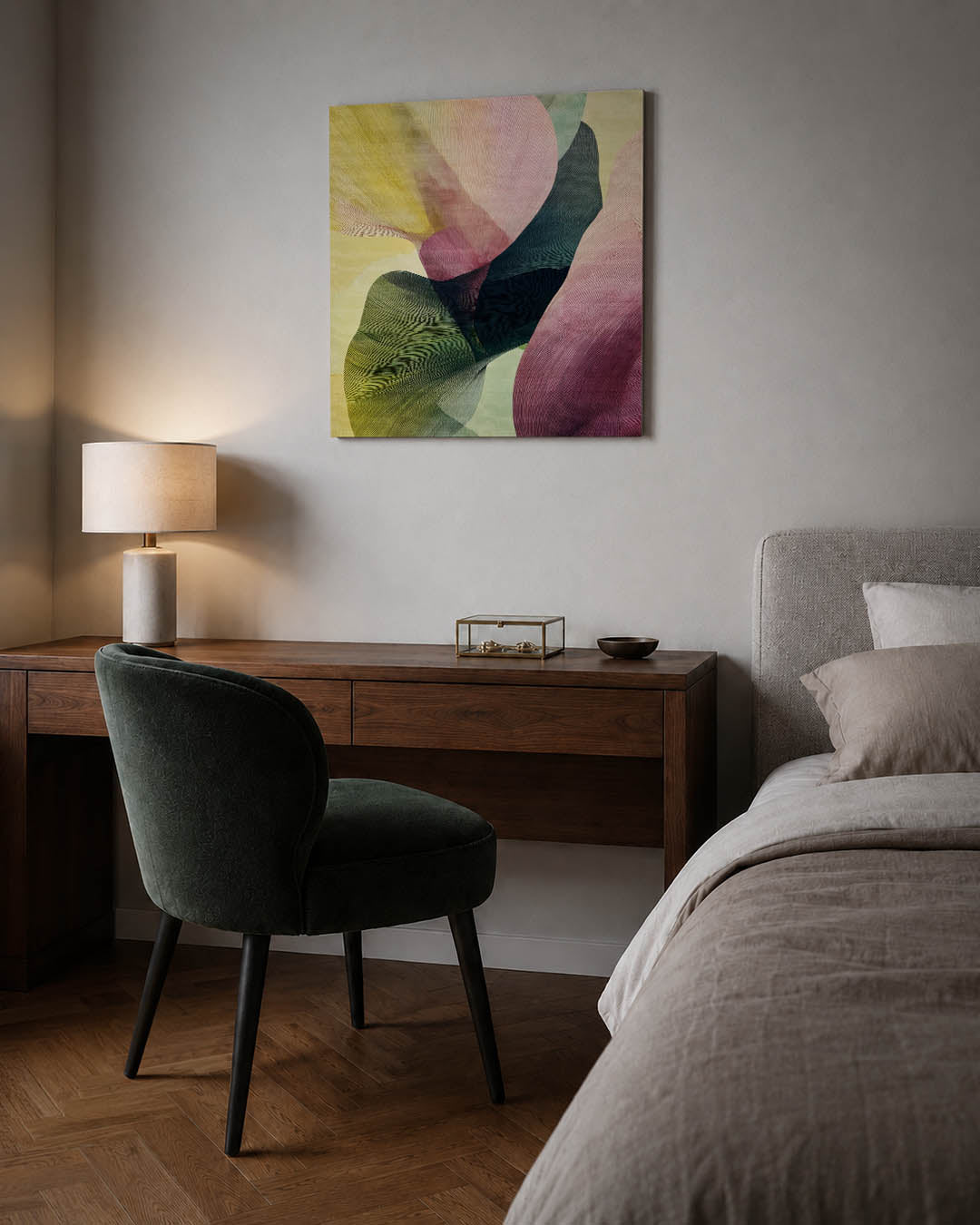 Vloeiende kleurencompositie Kunstwerk