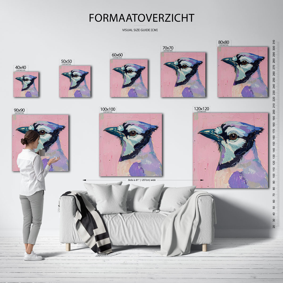 Vogel met roze achtergrond Poster