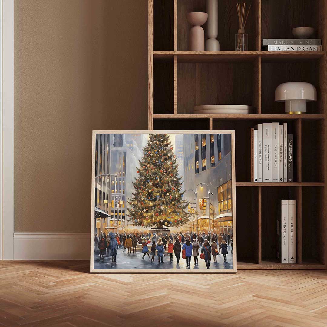 Kerstboom in de stad Poster