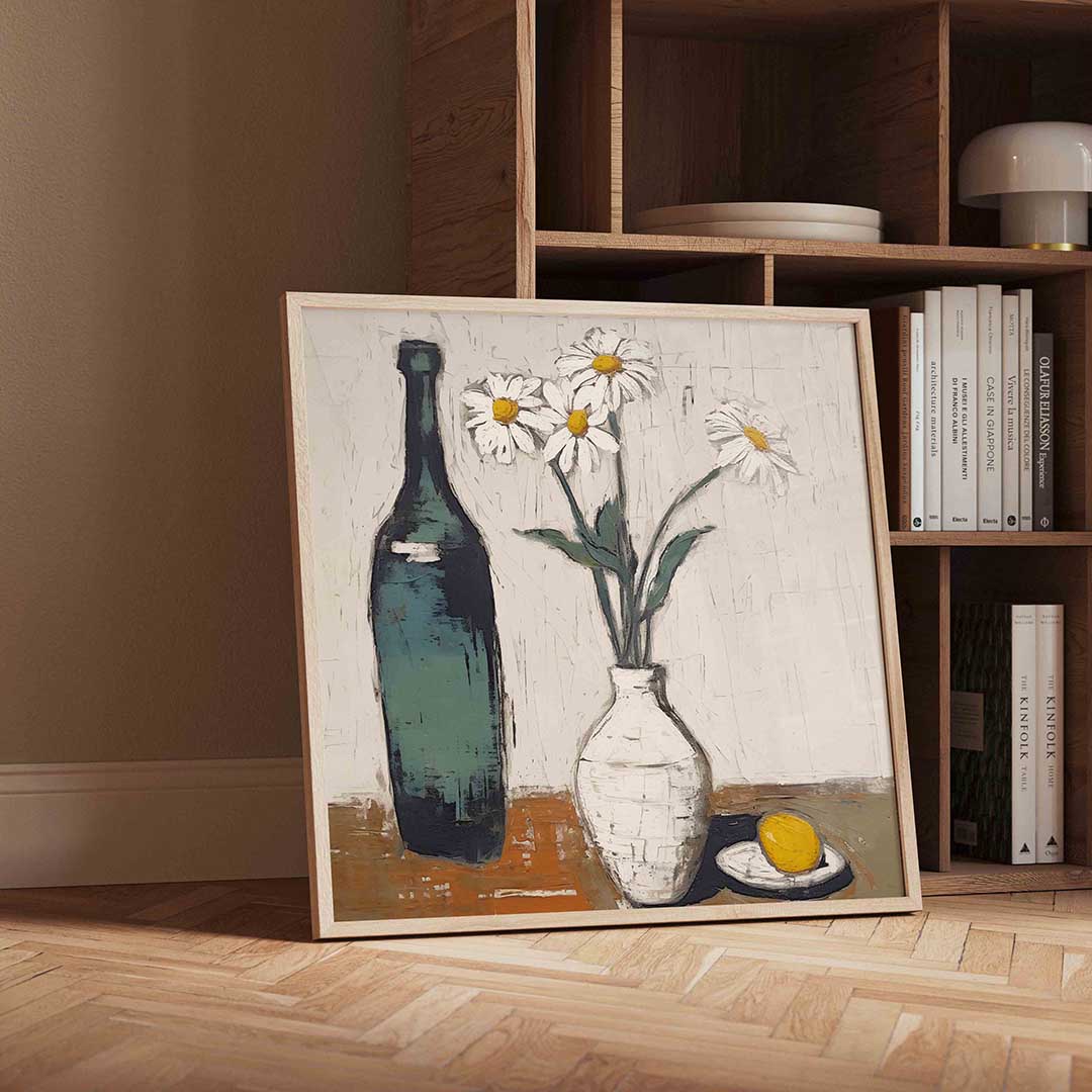 Fles en bloemen Poster