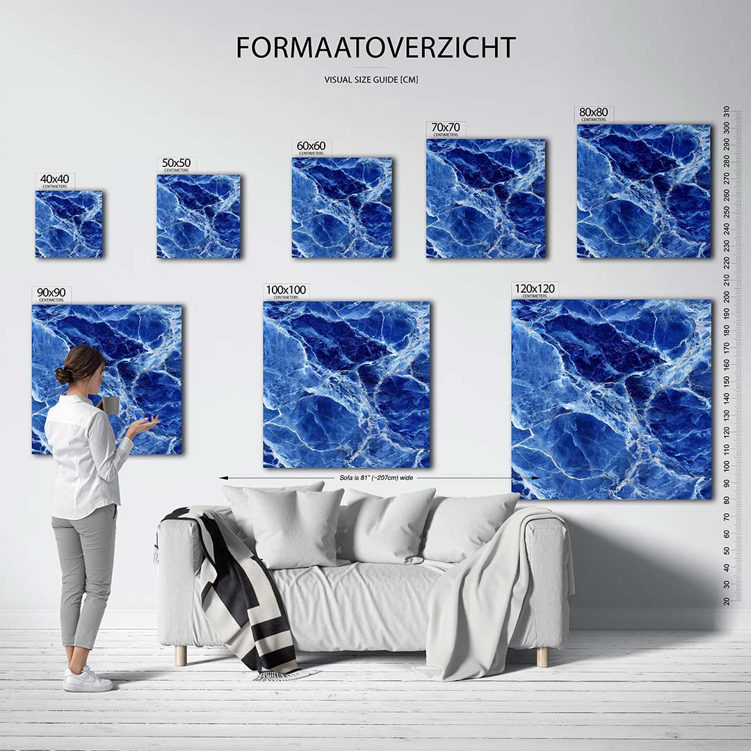 Blauwe marmerstructuur Kunstwerk