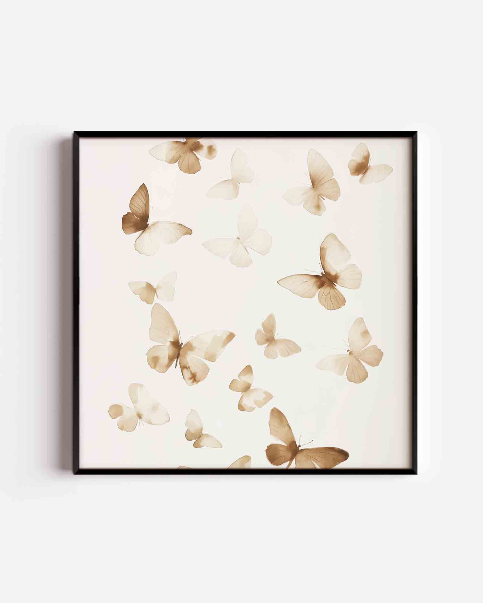 Vlinders in beige Poster