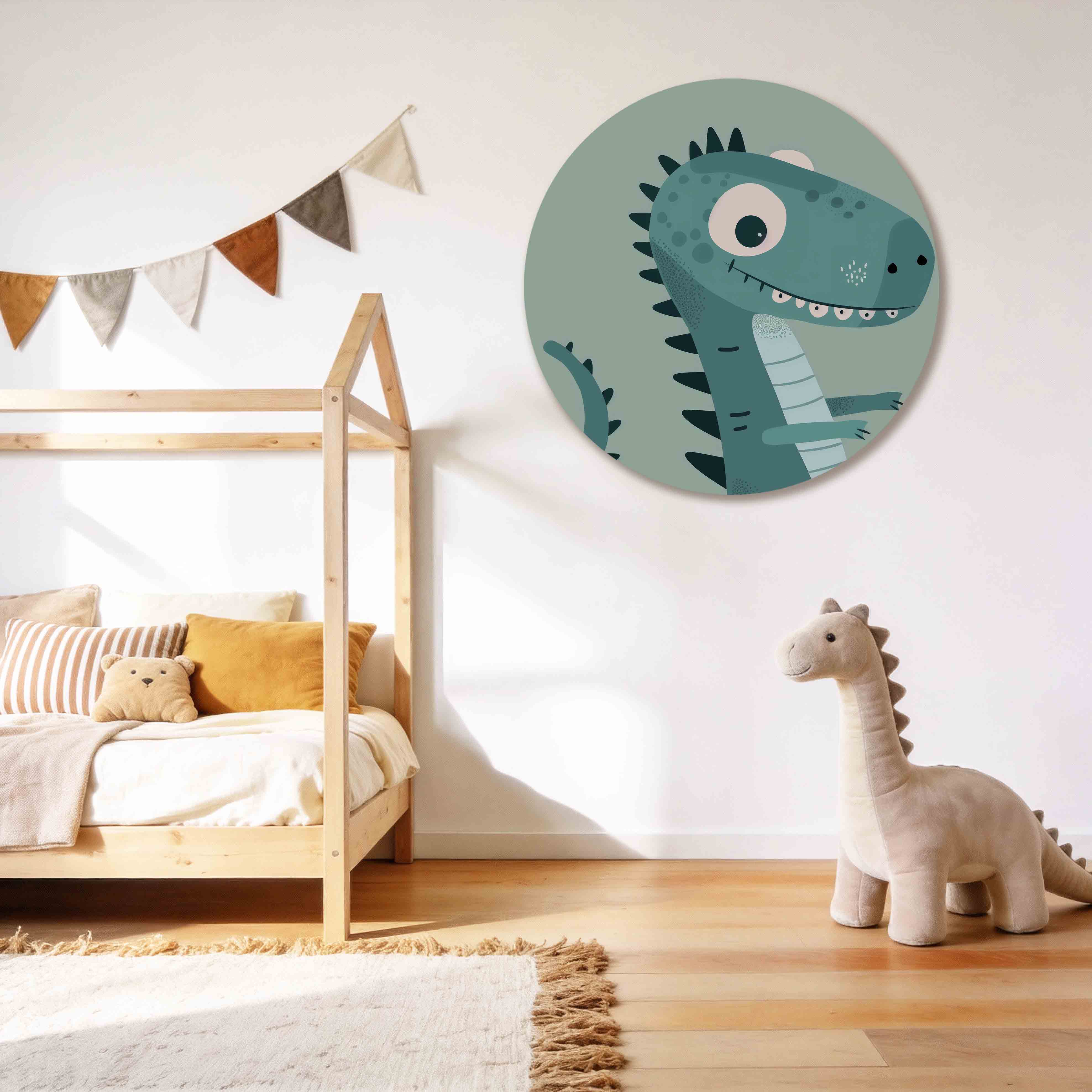 Blauwe dinosaurus Muurcirkel